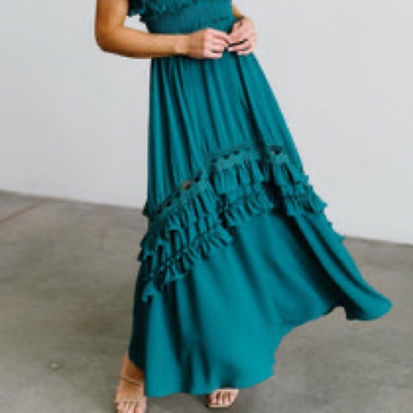 Baltic Born Jasmine Ruffle Maxi Dress in Jade, Medium👗 - Picture 3 of 4